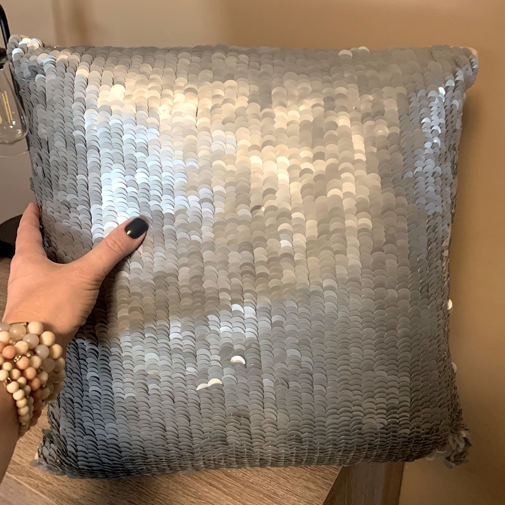Gorgeous silver sequin throw pillow